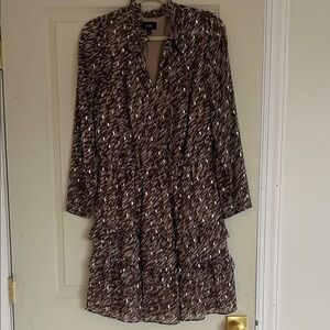 MSK Brown and White Long Sleeve Dress